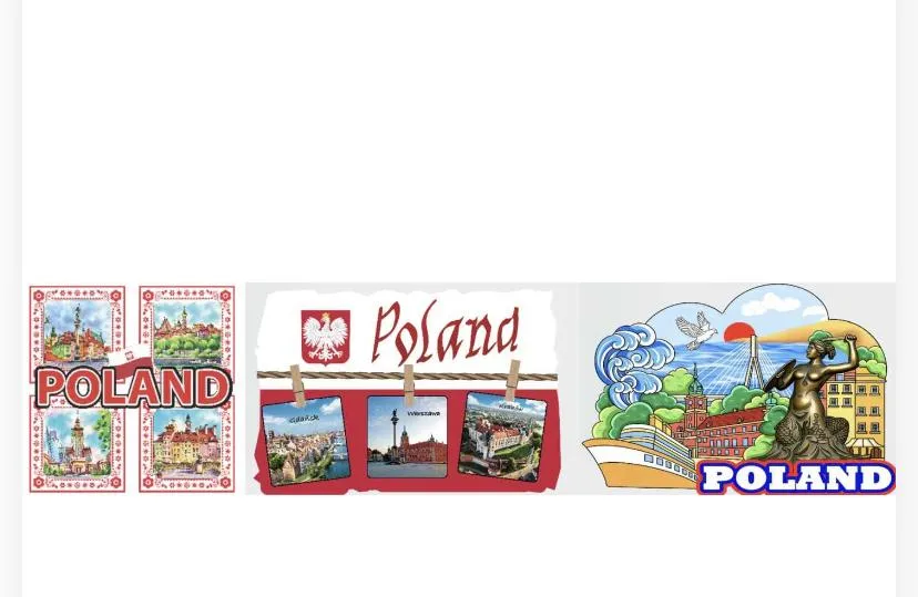 Capture the historical charm and iconic landmarks of Poland’s capital with this set of travel souvenir refrigerator magnets. Featuring dynamic full-color photo collages, these magnets showcase key Warsaw attractions—including the Warsaw Mermaid statue, Si