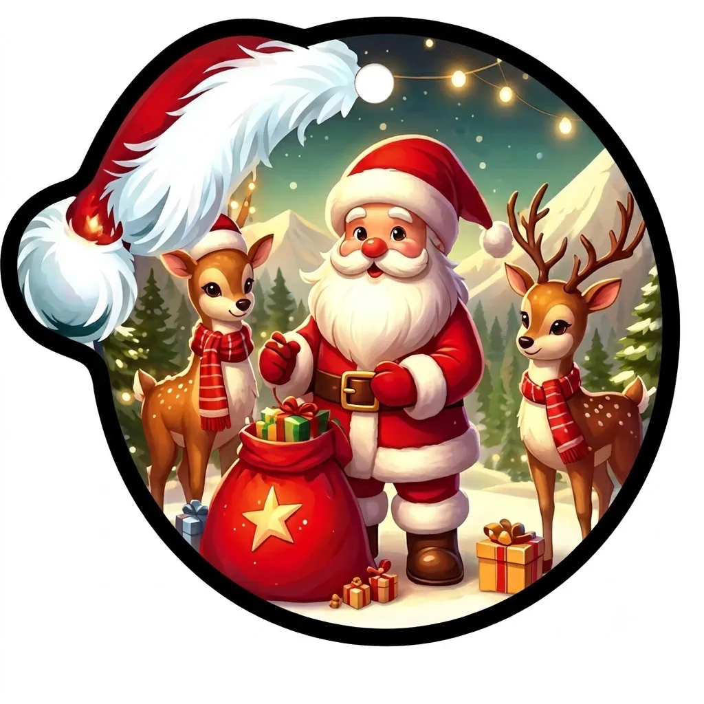 Christmas Mug Coaster 10.8 Cm Round Decorative Design - PX- 791200