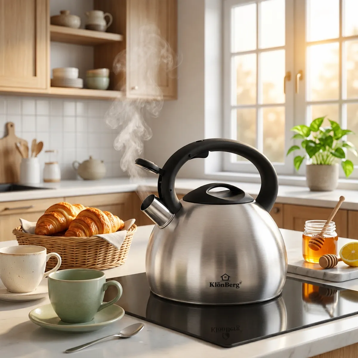 Stainless Steel Whistling Tea Kettle 3L Induction Compatible KB-1022
