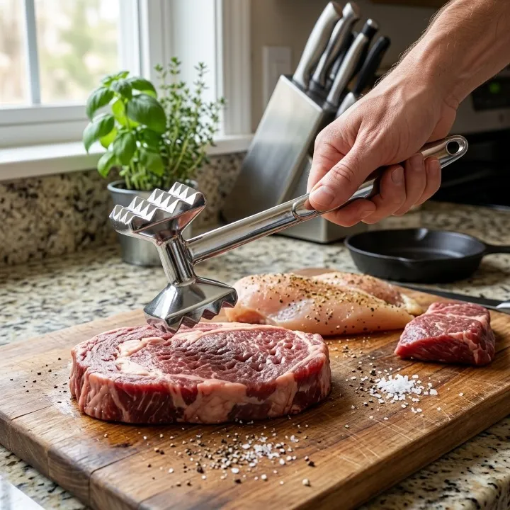 Heavy-Duty Double-Sided Metal Meat Tenderizer Hammer & Meat Mallet