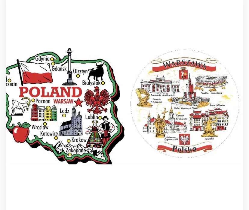Magnes na Lodówkę Mapa Polski i Warszawa – Souvenir Set.