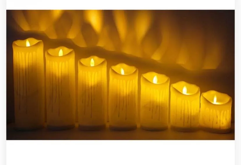 787362 7-Piece Flameless LED Pillar Candle Set with Dripping Wax Effect