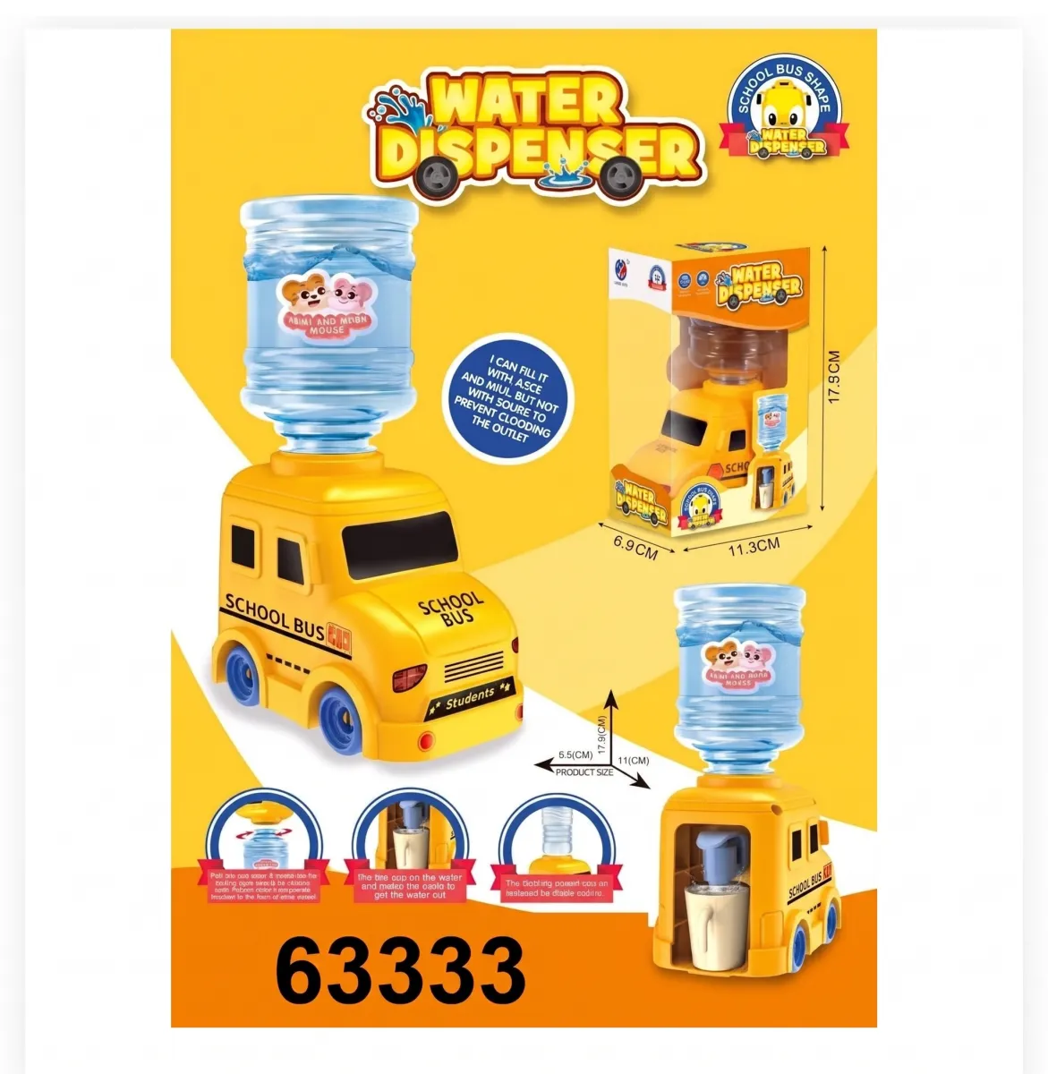 School Bus Mini Water Dispenser Toy (Item #63333)