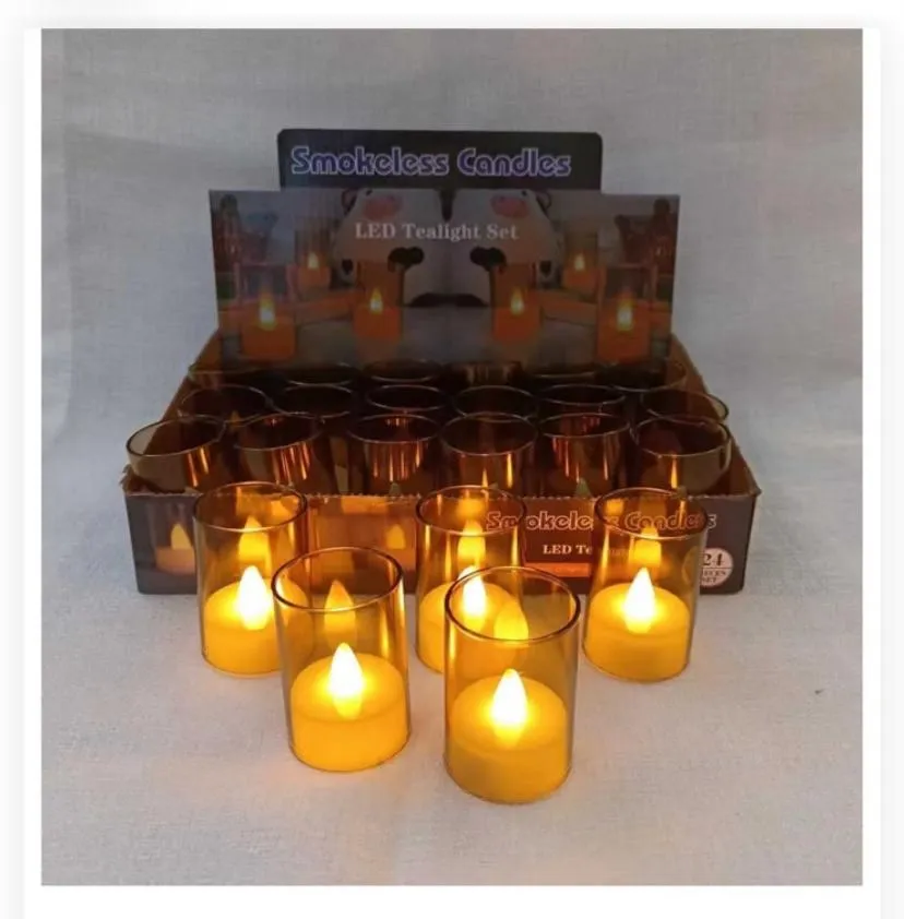 787365 Flameless LED Tealight Candles with Glass Holders