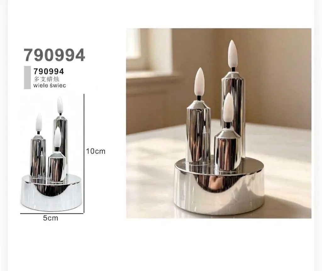 Multi-Candle Chrome LED Candelabra (10 cm x 5 cm) – Item 790994