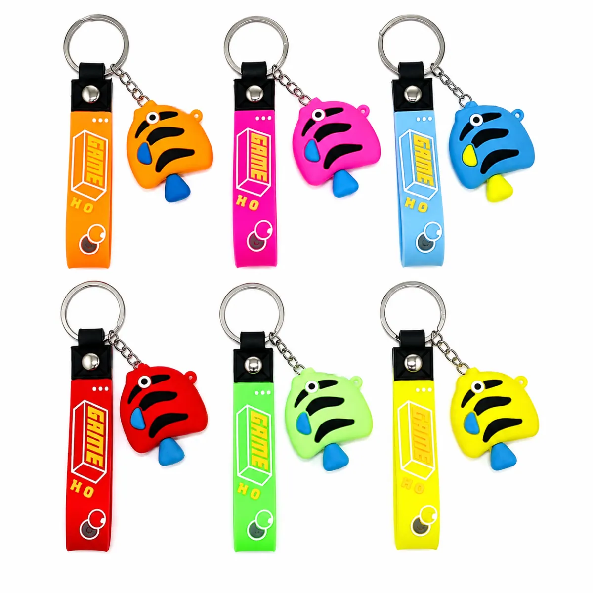 Fish Keychain with Colorful Strap 6 Colour Variants
