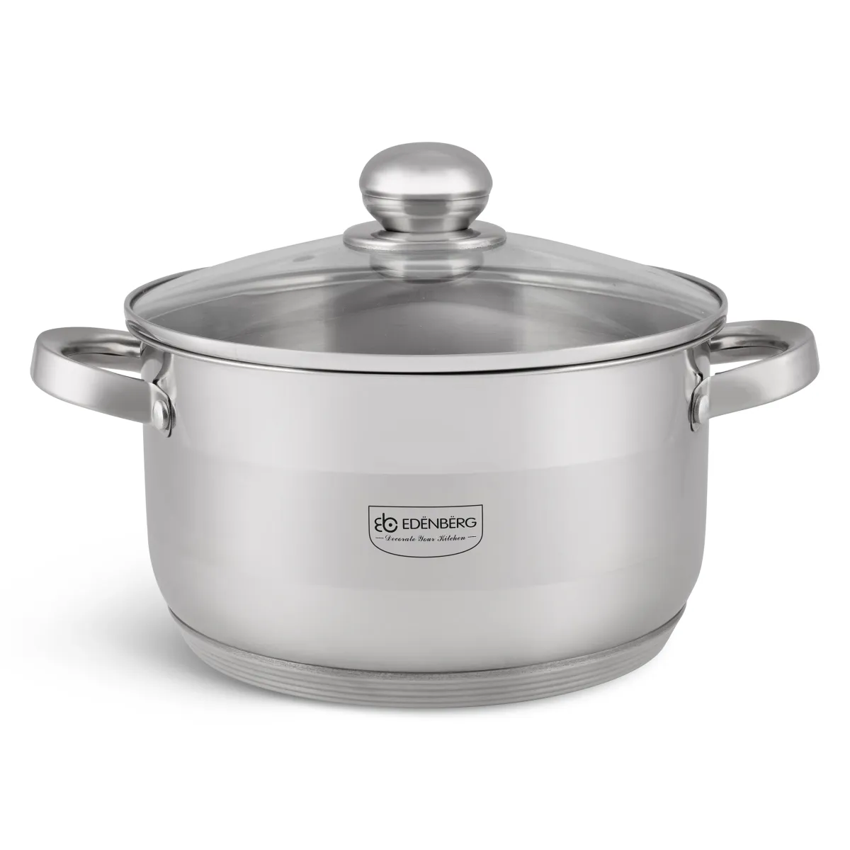 Stainless Steel Pot – 4.5L with Tempered Glass Lid - EB-3006