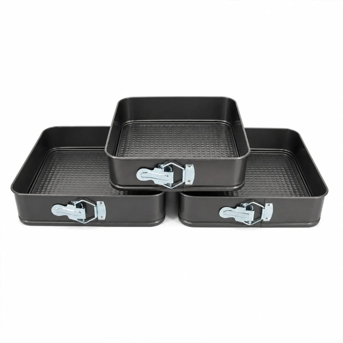 3-Piece Square Cake Mould Set – 24 / 26 / 28 cm