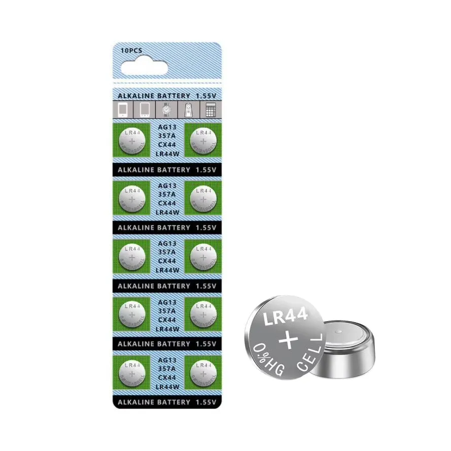LR44 Alkaline Button Cell Batteries 1.55V - 10 Pack for Small Devices KDM0029