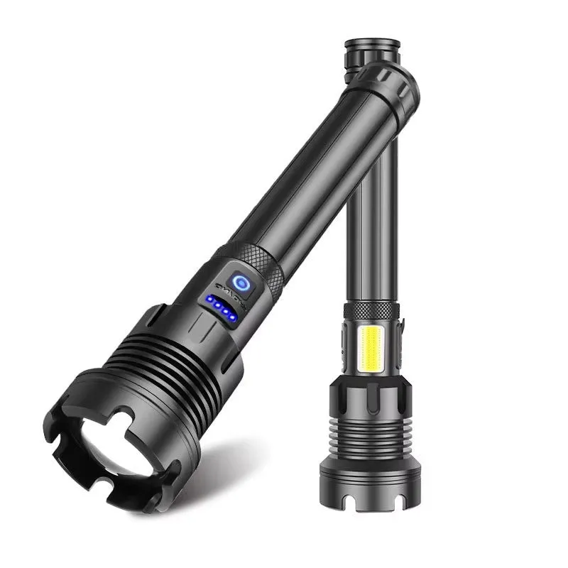 High-Power LED Flashlight with COB Side Light & Battery Indicator KDM0330