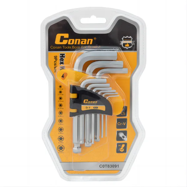 Conan 9-Piece Hex Key Set with Ball End - Cr-V Steel KDM1027