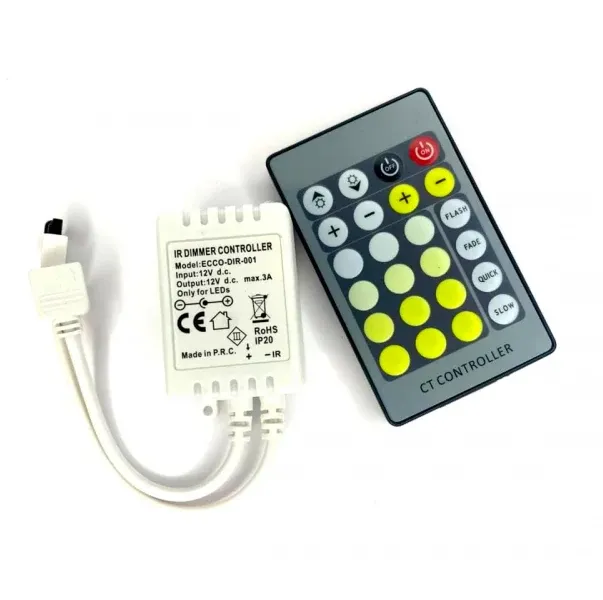 Dual Color LED Strip Controller 12V-24V 3A with Remote
