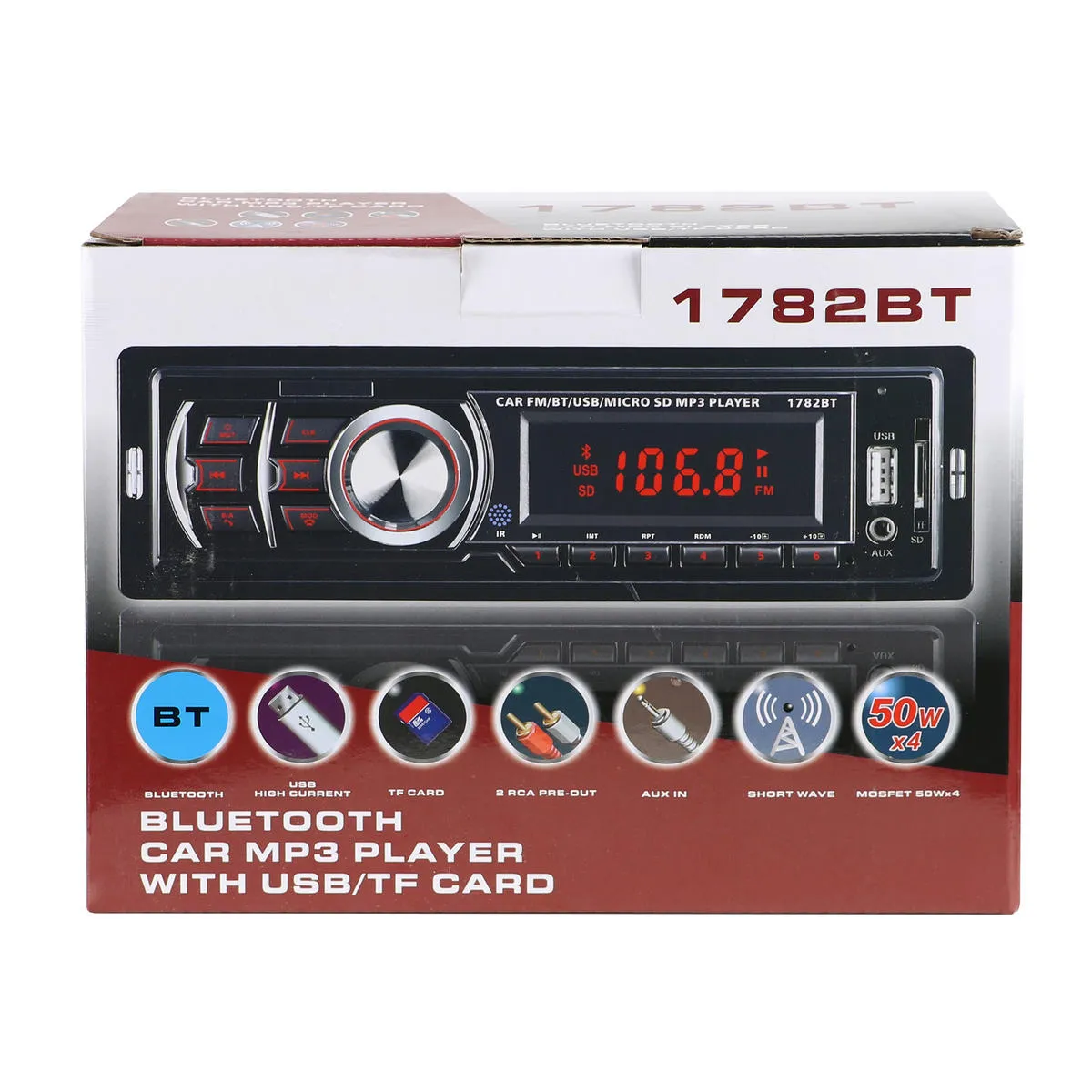 Car Stereo MP3 Player Bluetooth USB SD FM 1DIN with Remote Control KDM0675