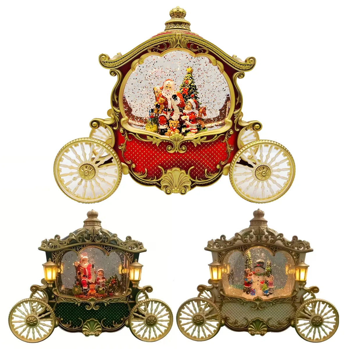 CHRISTMAS CARRIAGE GLITTER SWIRL SNOW GLOBE-CP1192
