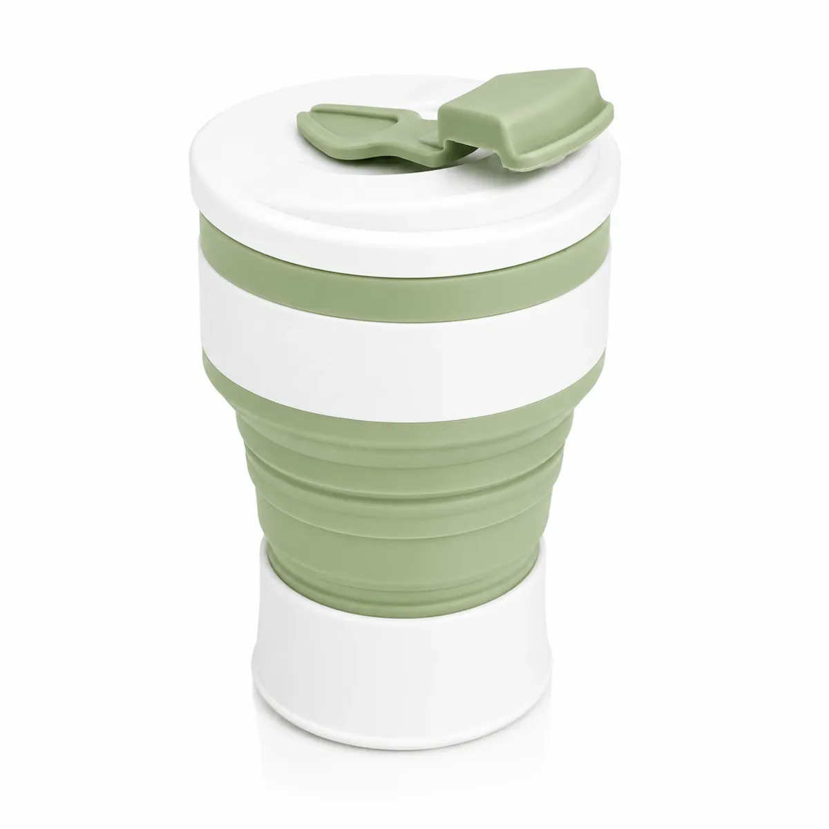 Green Foldable Silicone Travel Cup With Lid | ME-152