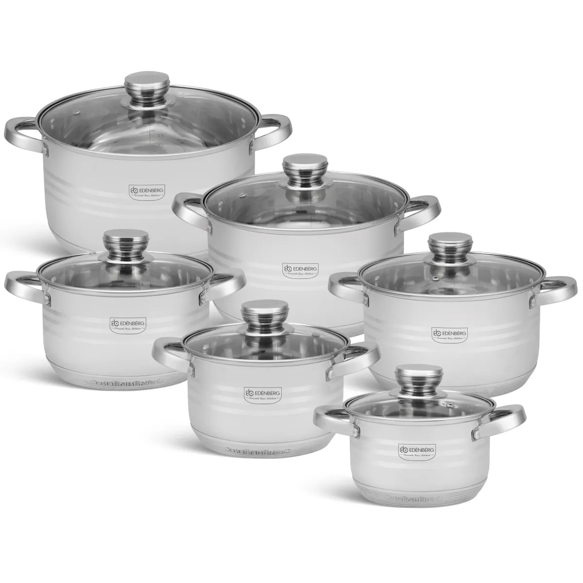 Edenberg stainless steel Cookware set 12pcs EB-4037