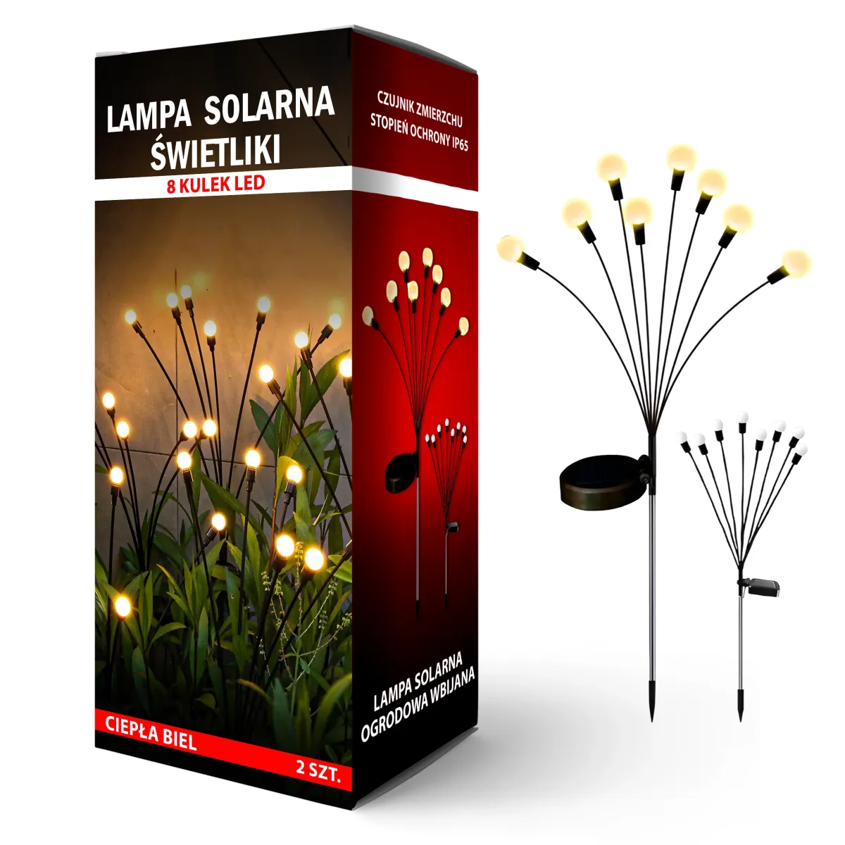 Solar Firefly LED Lights 8 Balls Decorative Garden Ground-Mount Waterproof – Set of 2 pcs | SL1126