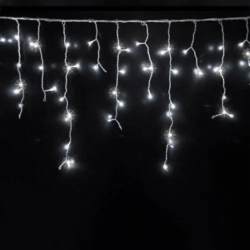 LED Christmas Icicle Lights 10x0.7m White+Flash 26W IP44 432LED