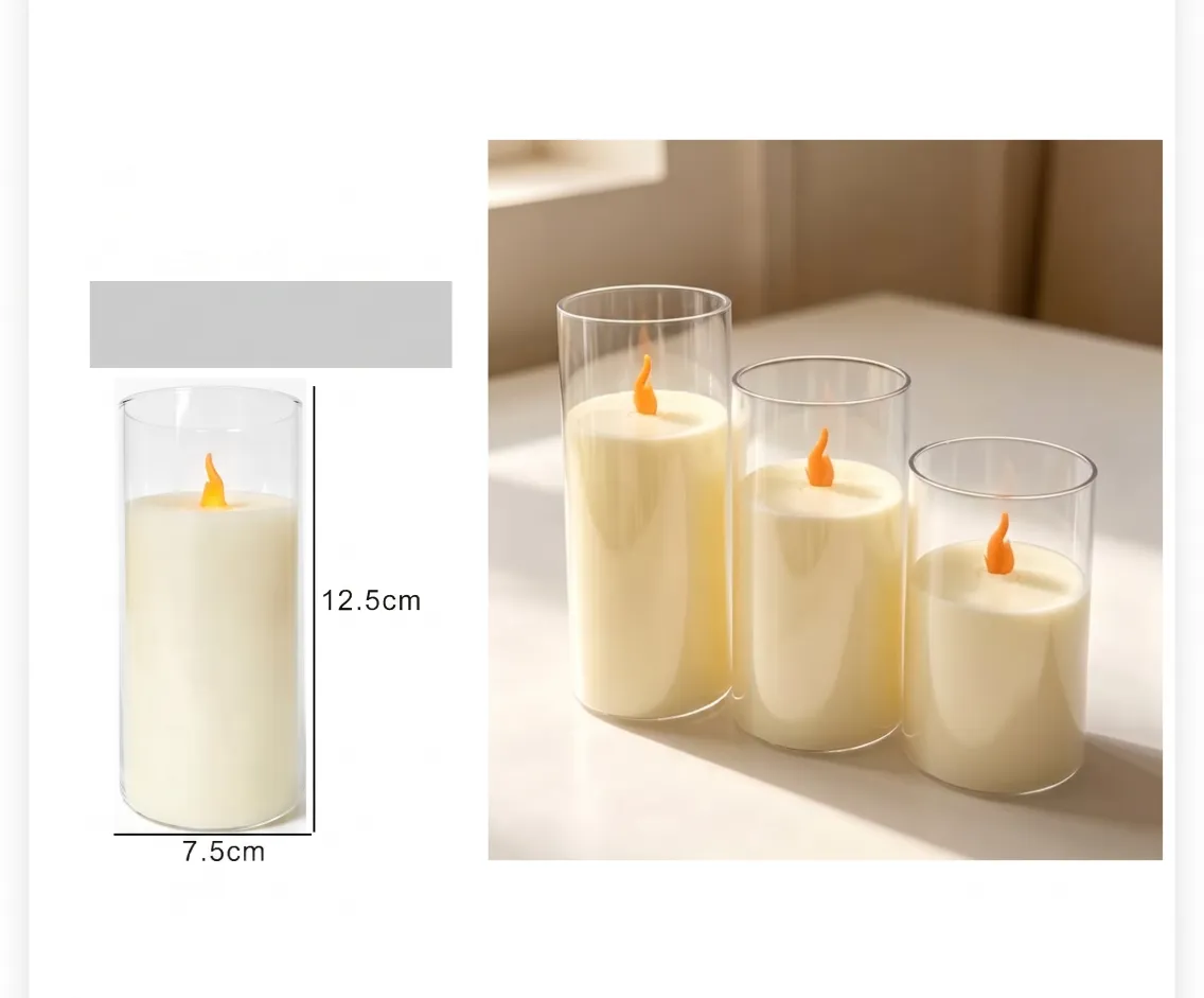 Świeca LED w Szklanym Cylindrze 12.5 cm – Bezpieczny i Elegancki Klimat Stwórz wyjątkową, ciepłą at 790990