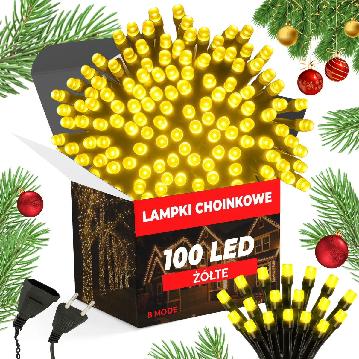Vánoční osvětlení 100 LED 7,5 m žluté 8 režimů L090907