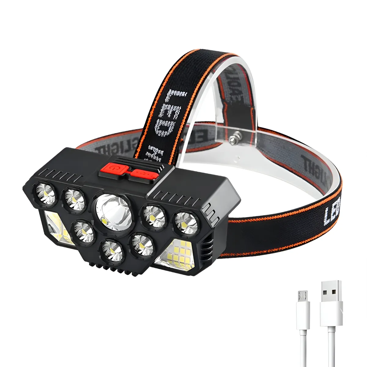USB RECHARGEABLE HEADLAMP 8 LED 20 SMD HEADLIGHT - HL1118