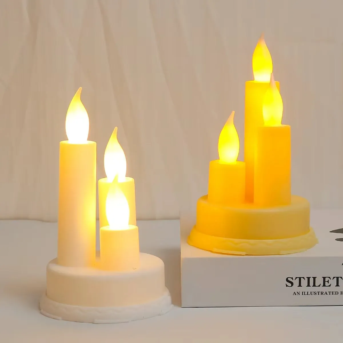 Golden LED Flickering Flame Candle Set Home Decoration KDM1068