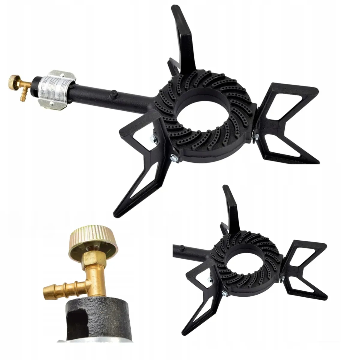 GAS CYLINDER BURNER CAST IRON - GAS STOVE ON A TRIPOD 7.6 kW Ø 17 CM - K020394