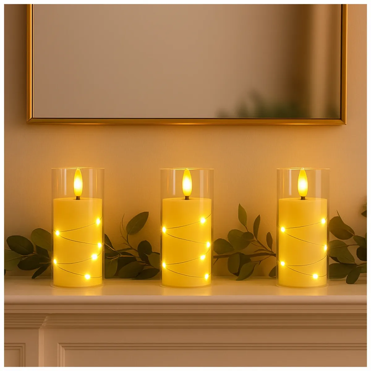 LED Pillar Candle with String Light – 12 PCS – 5×12.555CM – L090587
