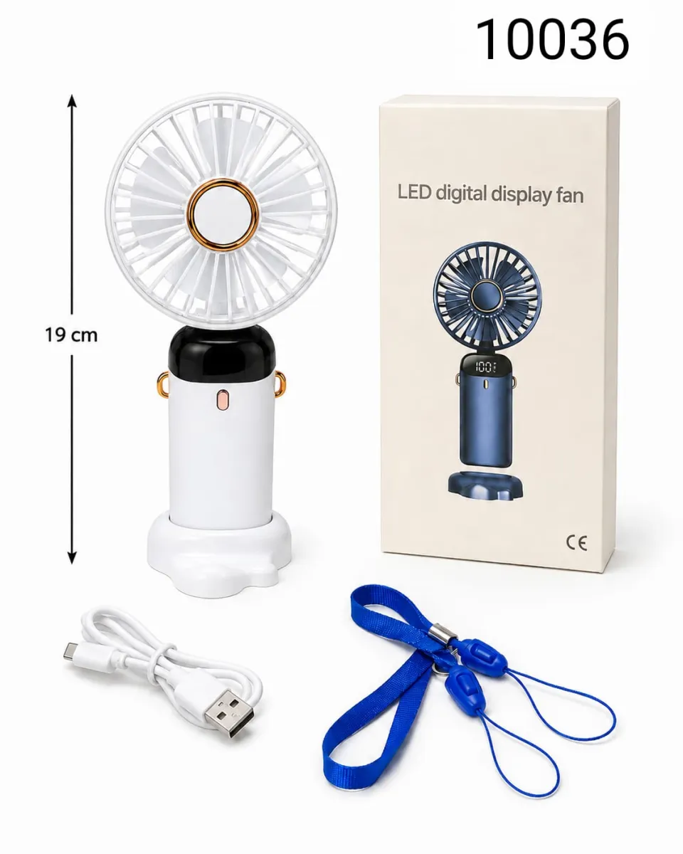 Portable Handheld & Desk Fan with Digital Battery Display KDM0660