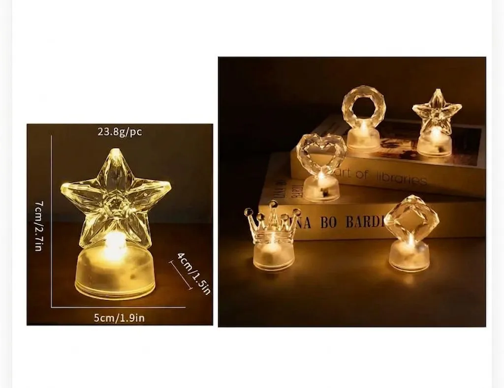 790982 ✨ Crystal Acrylic Mini LED Lamps – Sparkling Warm Ambient Decor