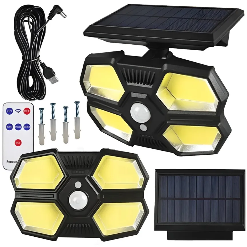Solar wandlamp 180 COB met sensor en afstandsbediening - YD-180-2