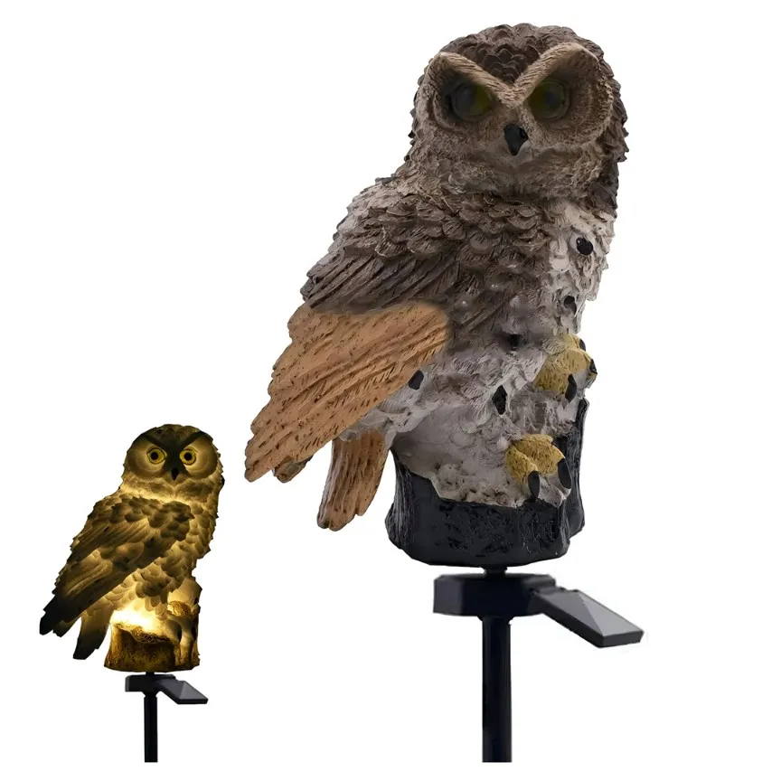 Zonne-uil tuinlamp bruin 44 cm schemersensor waterdicht