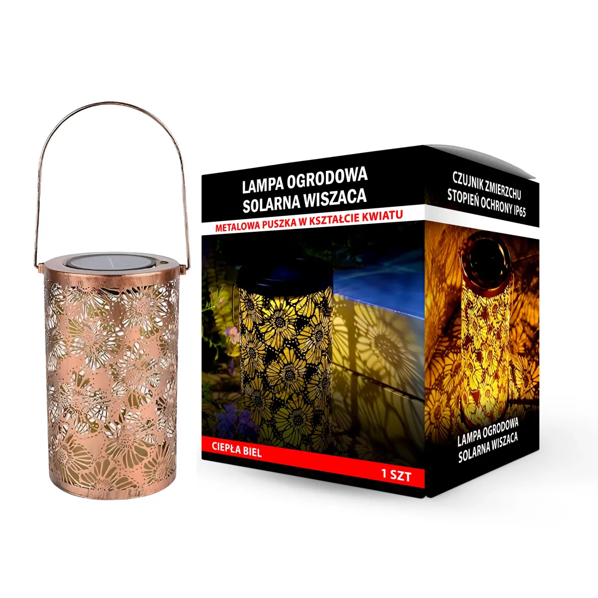 Flower Pattern Solar Retro Hanging Lamp - Warm White - L090393