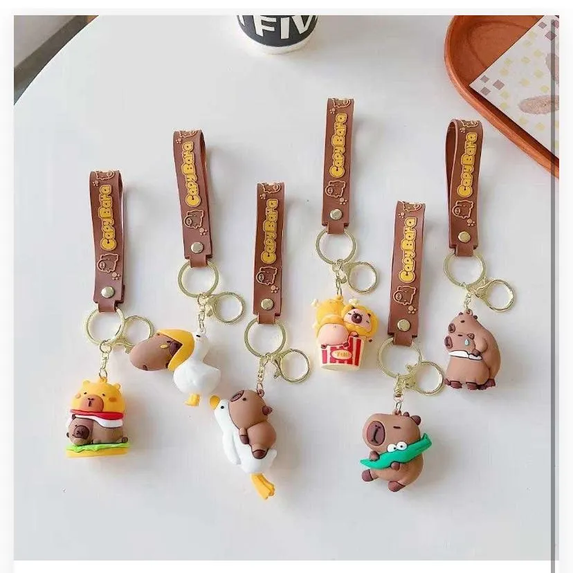 787903 Funny Food & Adventure Capybara Silicone Keychain Collection