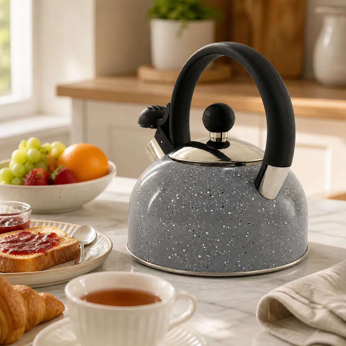Stainless Steel Whistling Kettle 1.5L for Induction Cooktops KB-1016