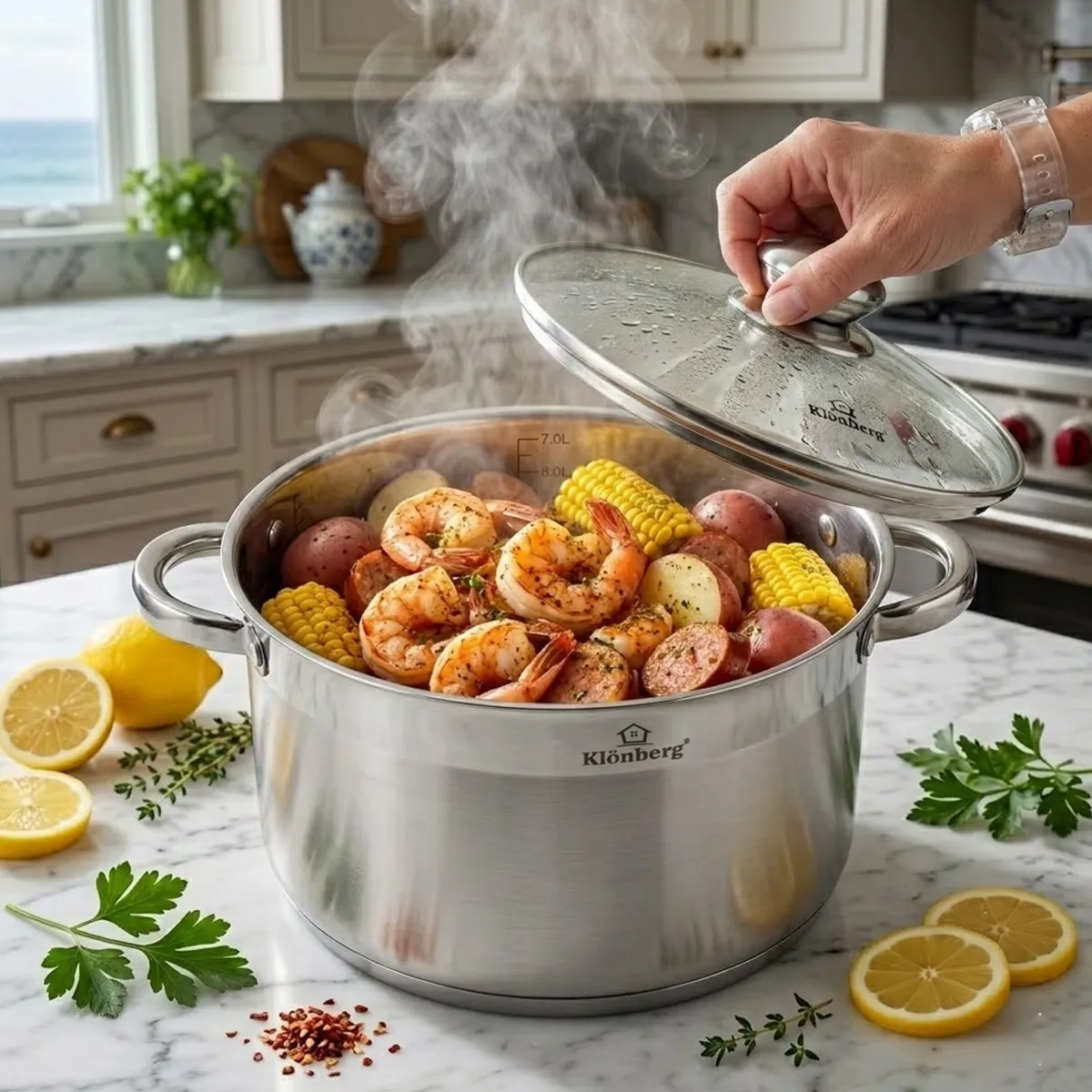 Stainless Steel Cooking Pot 26cm 8.1L with Lid