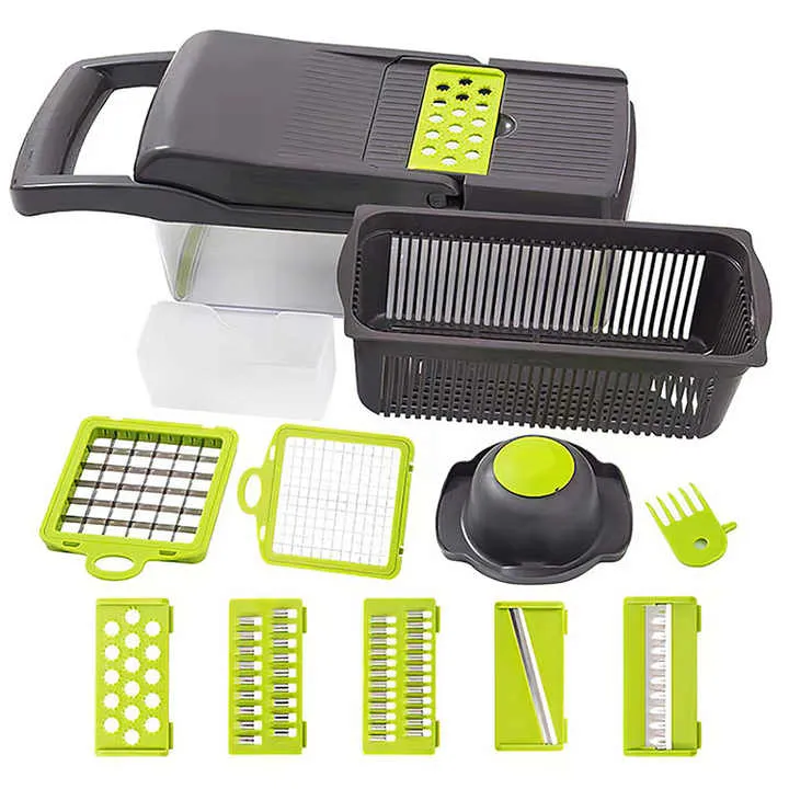 12-in-1 Multi-functional Vegetable Slicer & Chopper with Container KDM0958