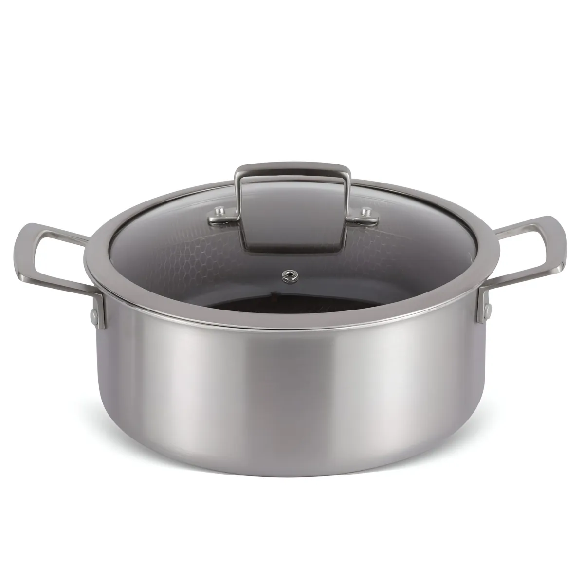 EDENBERG STAINLESS STEEL CASSEROLE WITH GLASS LID 4.3L - 3 LAYER NON STICK COATING EB-17053