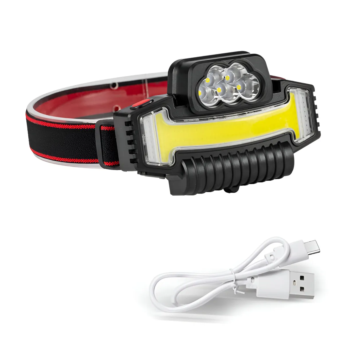 MULTI-FUNCTION HEAD LAMP 5 LED+COB STRONG LIGHT 90-DEGREE ADJUSTABLE - HL1126