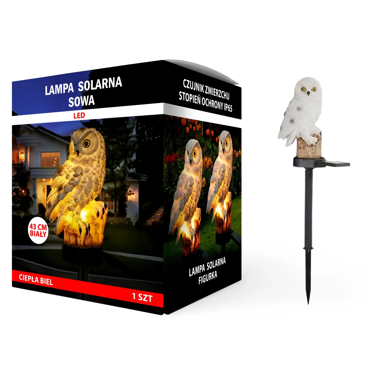 Solar Garden Lamp Glowing Owl White 43 cm | SL1113