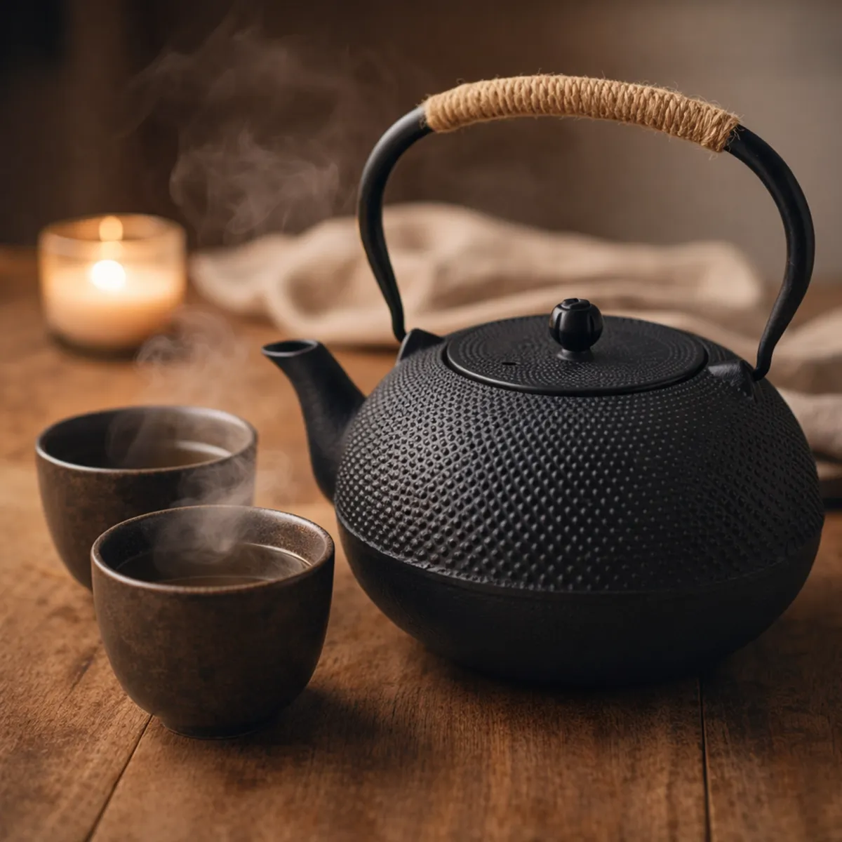 Iso valurautainen teekannu japanilaistyylinen musta siivilällä kannella OSR-298