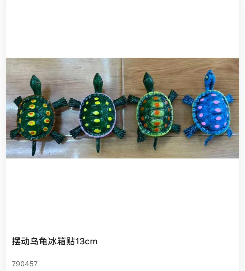 13cm Hand-Painted Resin Turtle Magnet with Wobbly Head & Polka Dot Shell (Item No. 790457)