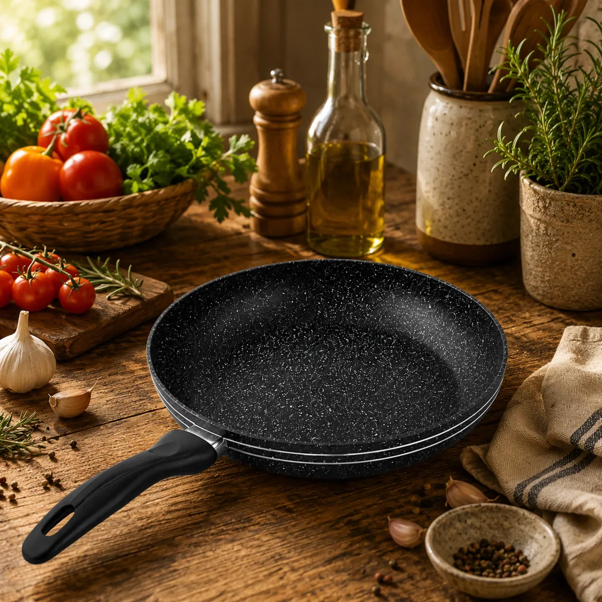 Non-Stick Fry Pan 26cm with Marble Coating for Induction Cooktops – KB-8806
