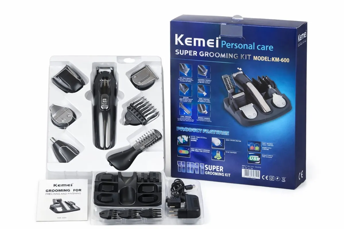 Kemei KM-600 11-in-1 Rechargeable Cordless Trimmer Kit for Men's Hair and Beard KDM1024