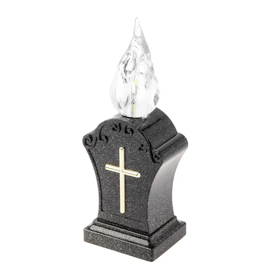 Solar LED Candle Memorial Light with Cross Detail 17 cm