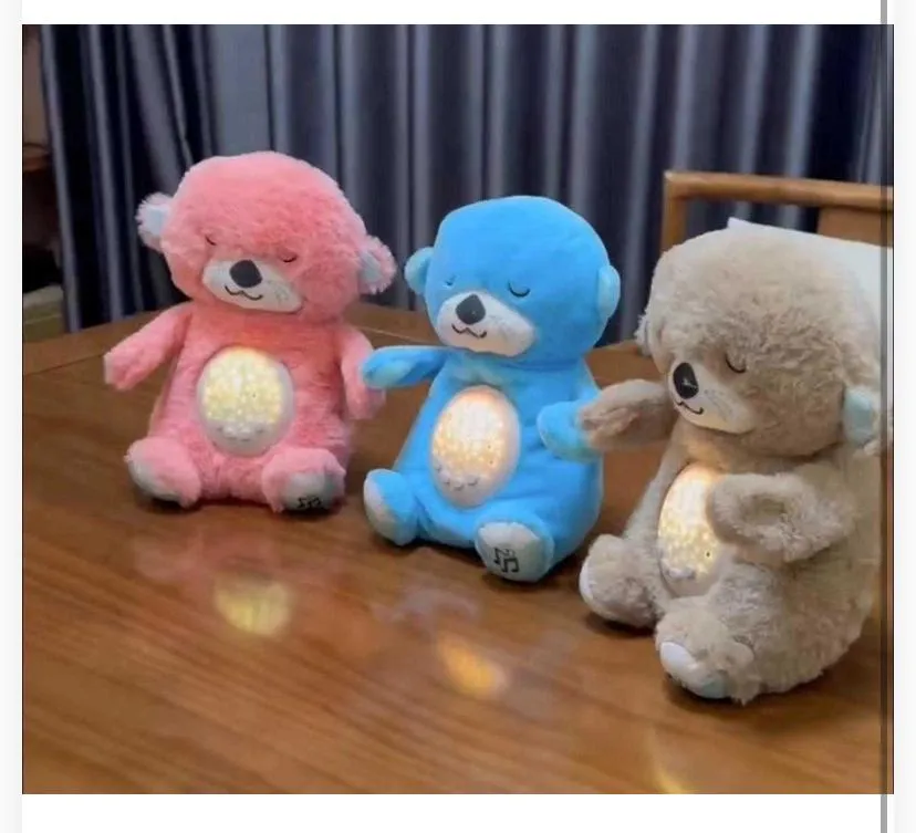 Boneço Pelúcia Lontra Sono Relaxante - Luz Noturna