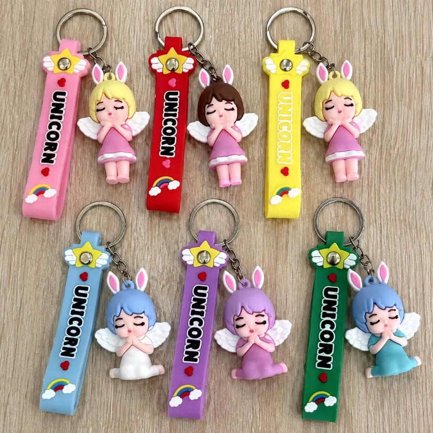 Unicorn Angel Character Keychain with UNICORN Strap 8 Colour Variants