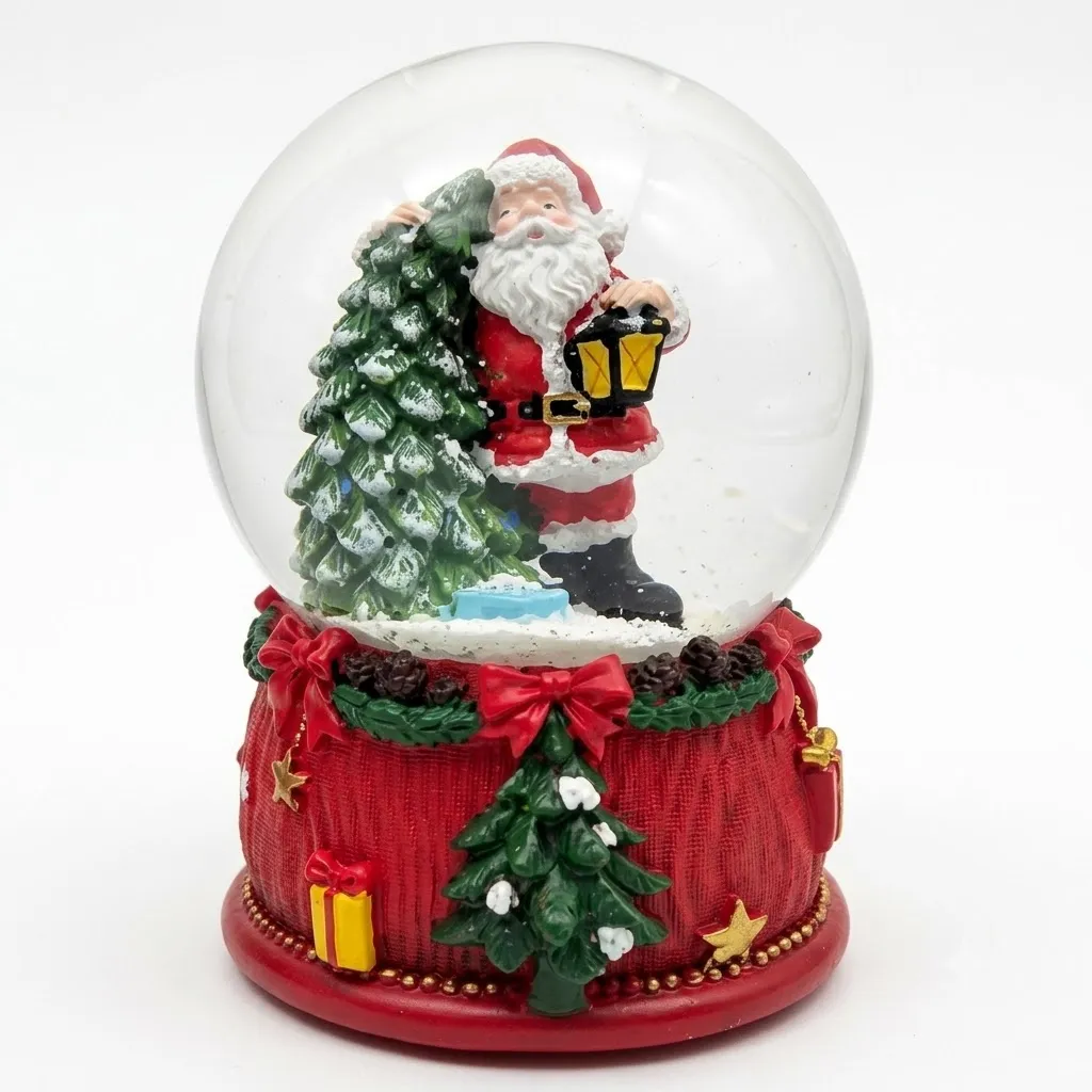 LED Snow Globe 10.5 cm Santa Claus Christmas Tree - PX- 790812