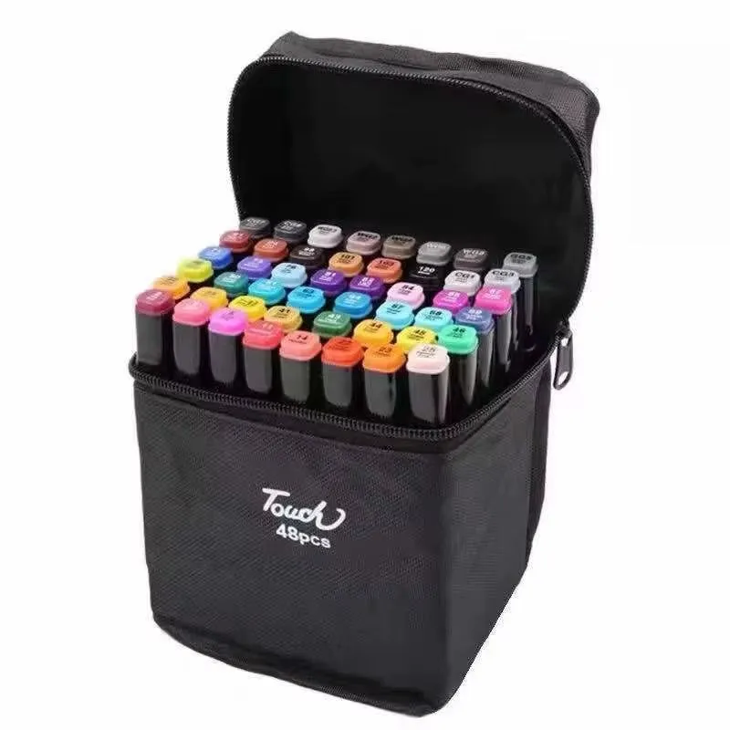 Touch Art Markers Set 48 Colors with Carrying Case - Ideal for Artists KDM0370