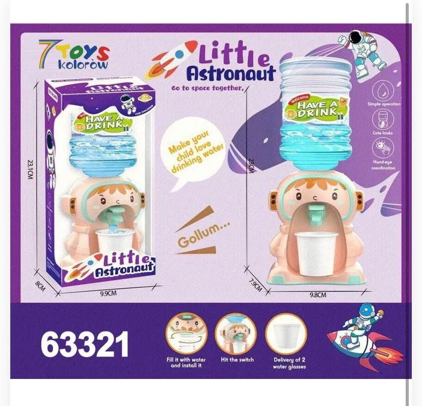 63321 Little Astronaut Mini Water Dispenser Toy for Kids – Real Working Drink Dispenser with 2 Cups